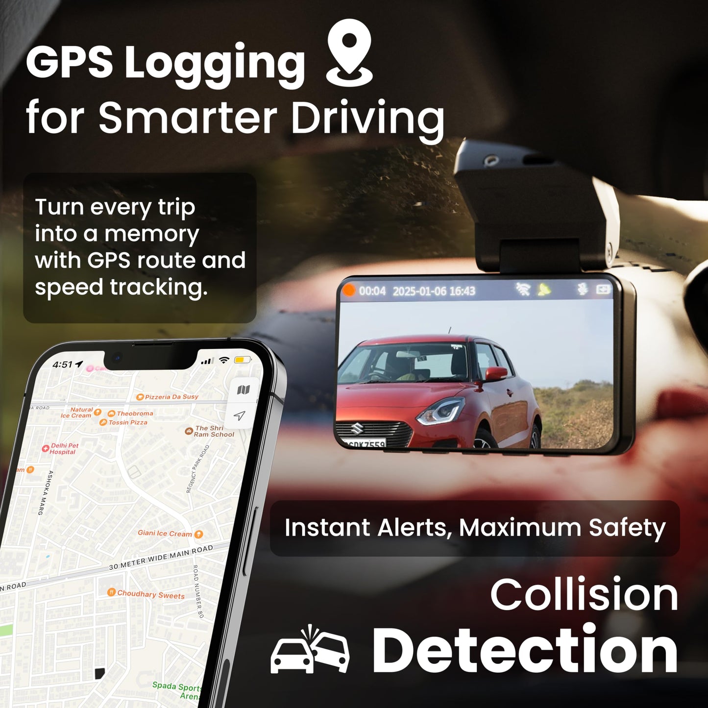 Boult Cruisecam X1 Dash Camera for Car | 1080p HD Recording | 170° Ultra-Wide Angle | 360° Rotation