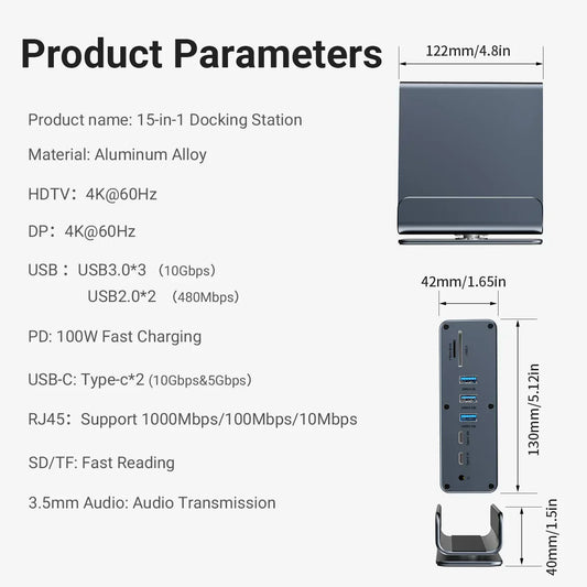 15 in 1 USB-C Docking Station