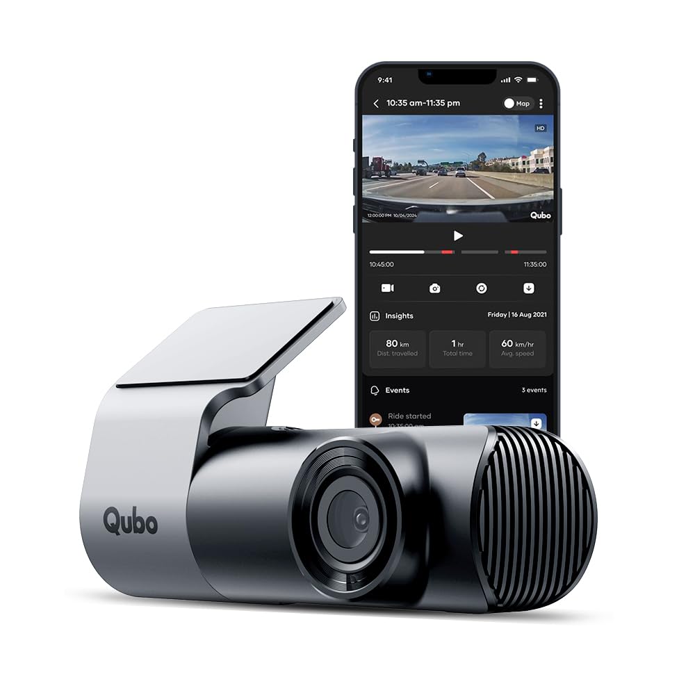 Qubo Car Dashcam Pro X by Hero Group | 3MP 1296P FHD+ Camera | NightPulse Vision | Wide-Angle FOV |