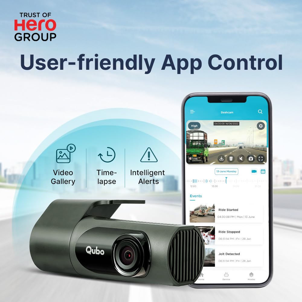 Qubo (2025 Edition) Car Dash Camera Pro 2K Resolution QHD Dash Cam from Hero Group | Made in India | USB Input | Wide Angle View