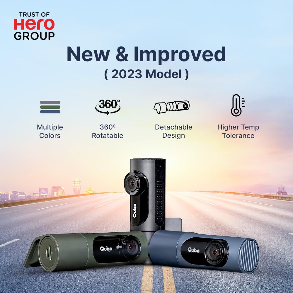 Qubo Car Dashcam Prox by Hero Group | 3MP 1296P FHD+ Camera | NightPulse Vision