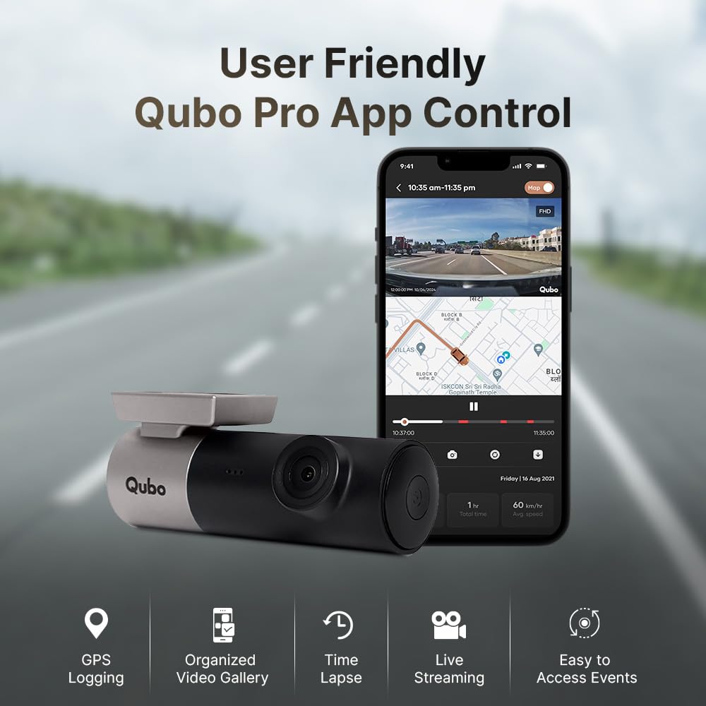 Qubo (2025 Edition) Car Dash Camera Pro 2K Resolution QHD Dash Cam from Hero Group | Made in India | USB Input | Wide Angle View