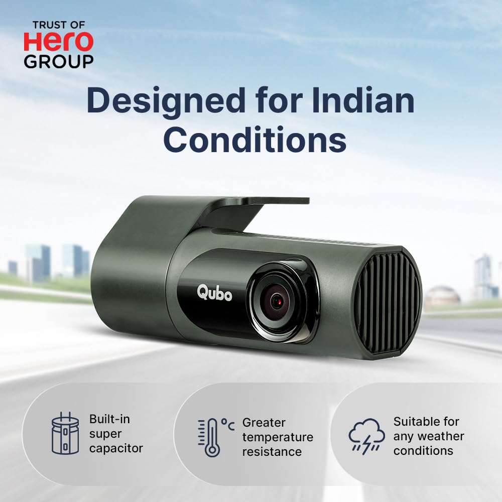 Qubo (2025 Edition) Car Dash Camera Pro 2K Resolution QHD Dash Cam from Hero Group | Made in India | USB Input | Wide Angle View