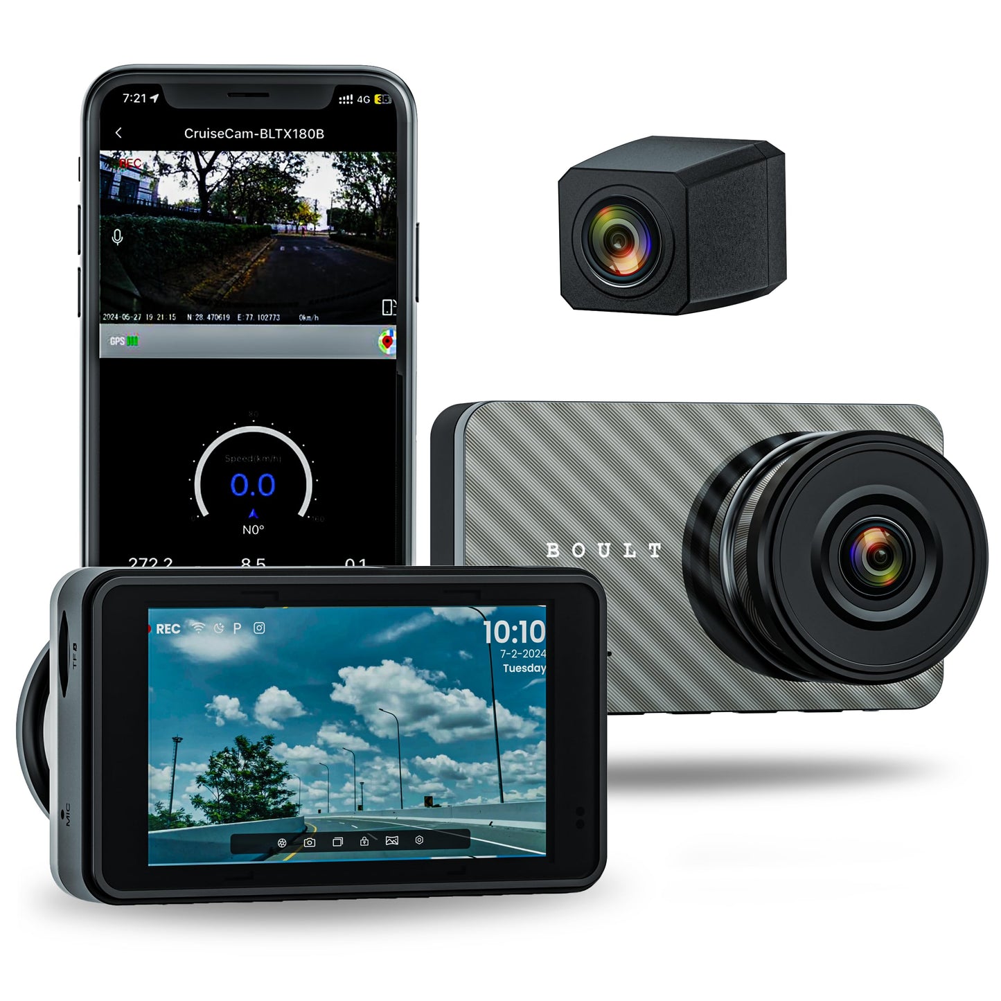 Boult Cruisecam X1 Dash Camera for Car | 1080p HD Recording | 170° Ultra-Wide Angle | 360° Rotation