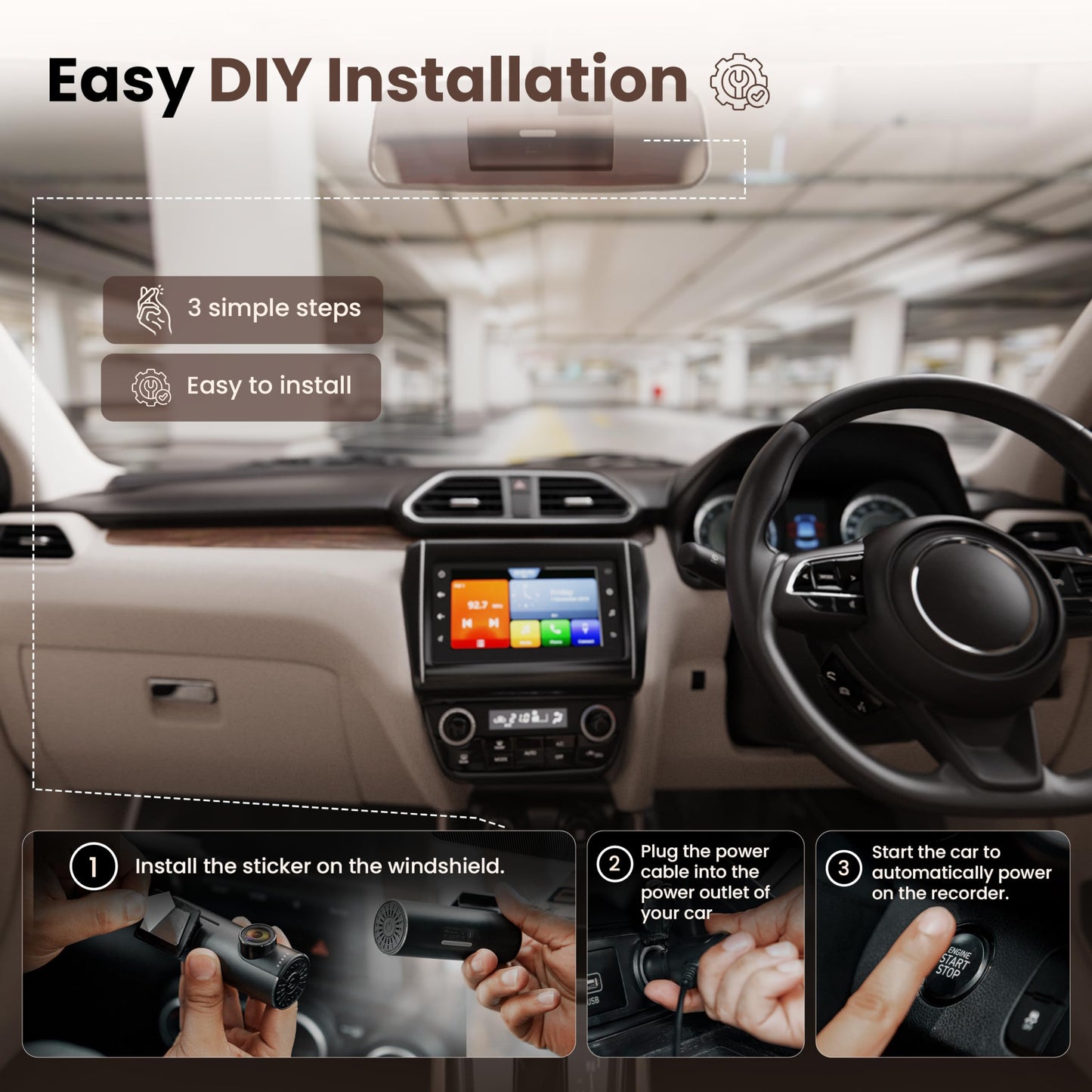 Boult Cruisecam X1 Dash Camera for Car | 1080p HD Recording | 170° Ultra-Wide Angle | 360° Rotation